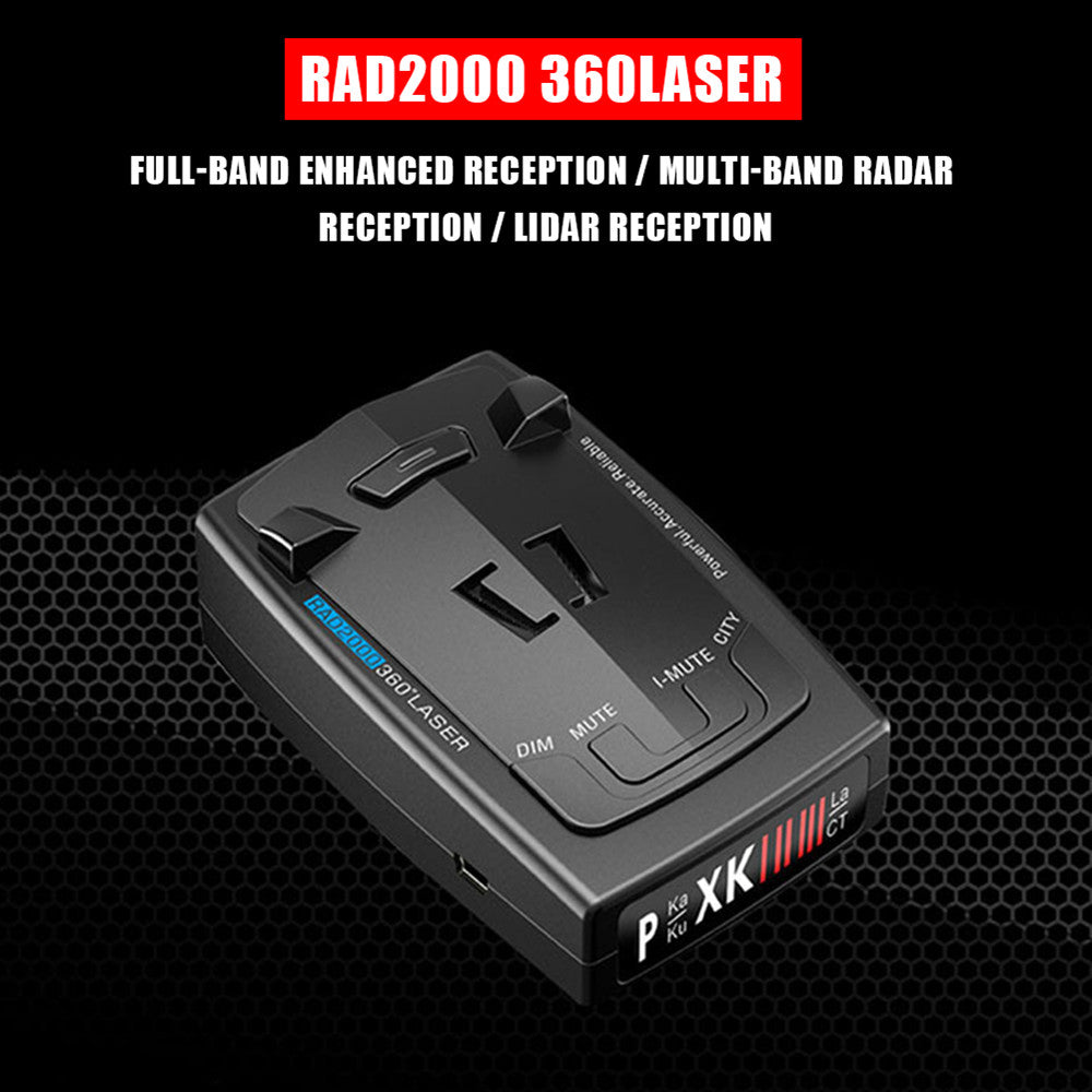 RAD2000 12V Car Radar Detector with English/Russian Voice Alerts, Laser Detection and Speed Alarm