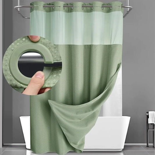 Galivo No-Hook Shower Curtain Set with Snap-In Liner