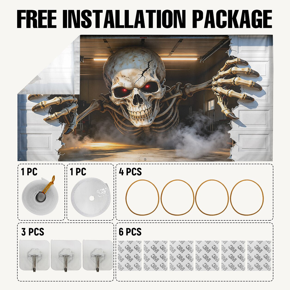 Spooky Skeleton Breaking Through Garage Door Halloween Cover